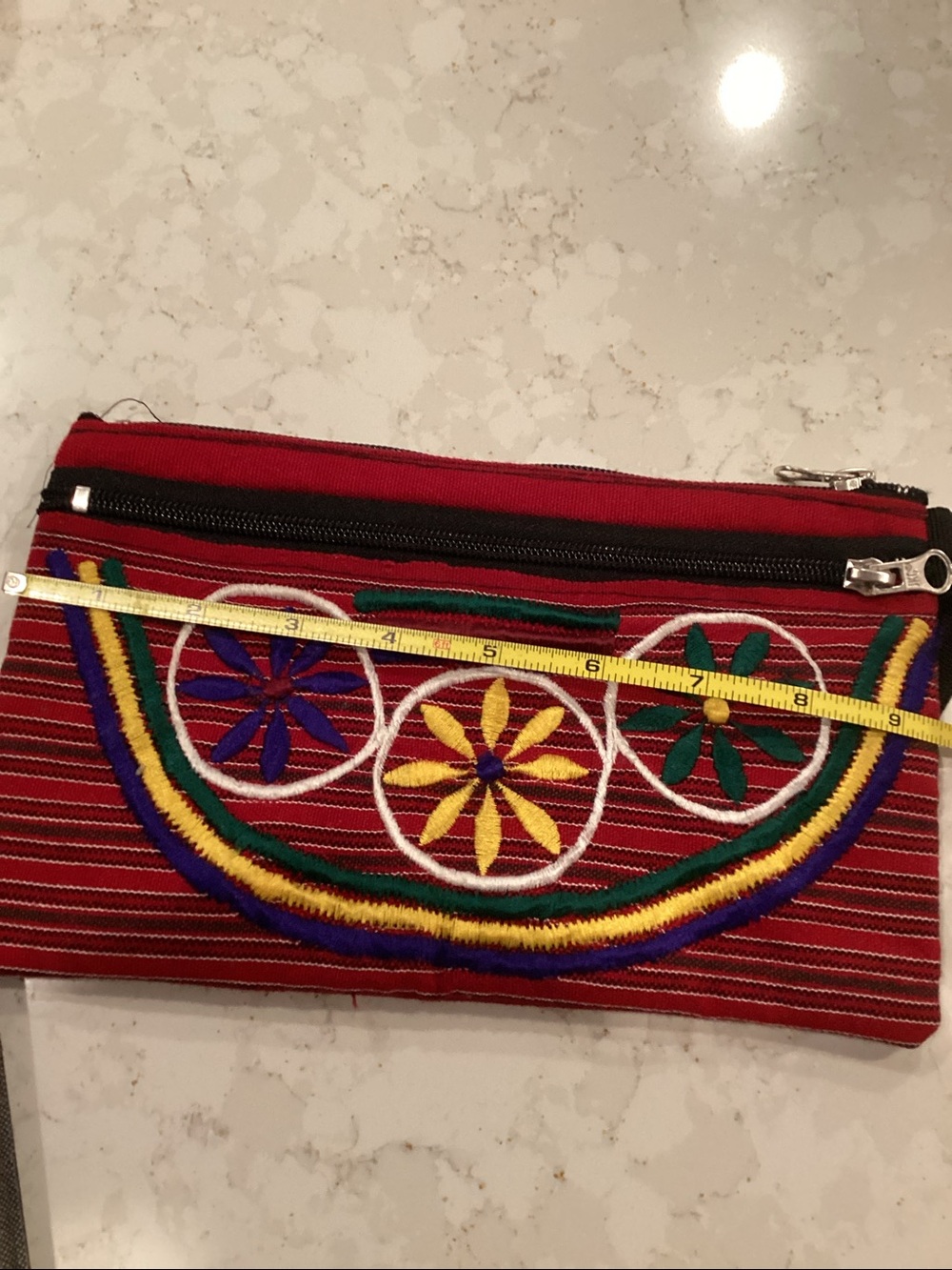 Handcrafted Red Embroidered Women’s Wristlet Bag